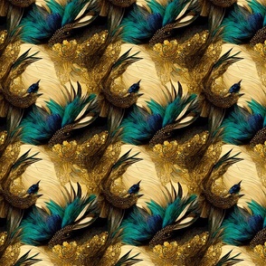 Wild Glamour, Abstract Peacock Feather Print, Animal Print, Ornate, Regal, Intricate Details, Vibrant Colors, Luxury