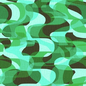 Retro 70s Groovy Waves -  Green + Mint 