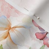 28" Hand Painted Watercolor Baby Girl Spring Flower Daisy Garden - blush off white