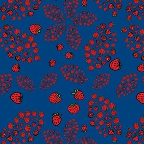  strawberry petals repeat on blue