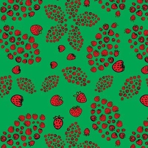 strawberry petals repeat on green