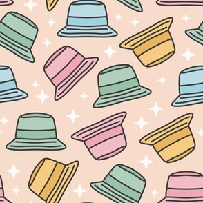 (M Scale) Groovy Summer Bucket Hats and Sparkles on Sand