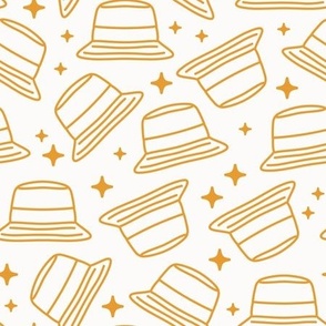 (M Scale) Groovy Summer Bucket Hats and Sparkles White and Gold