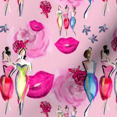 Fashion Ladies Pink Whimsy Watercolour