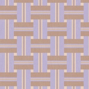 Striped tape check lavender light brown