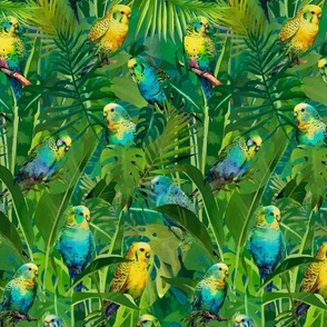 Budgies Summer Jungle Trip Birds In A Tropical Paradise Smaller Scale