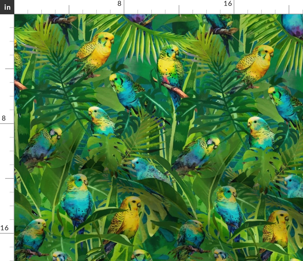 Budgies Summer Jungle Trip Birds In A Tropical Paradise Smaller Scale