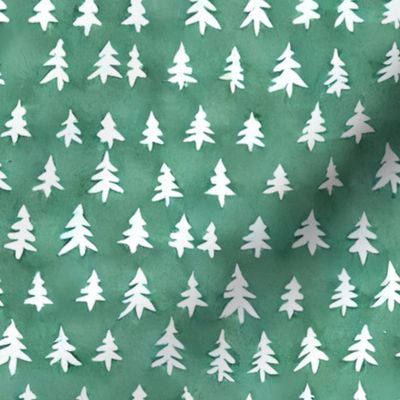 green cut-out evergreen trees