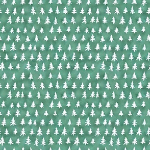 green cut-out evergreen trees