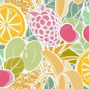Club Tropicana - multicolour bright fruit pattern
