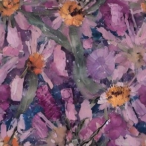 painterly purple daisies