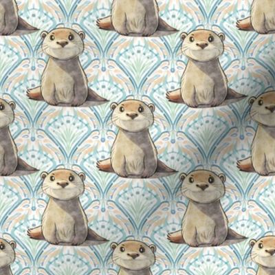 Otter find an otters traditional watercolouR  damask
