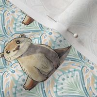 Otter find an otters traditional watercolouR  damask