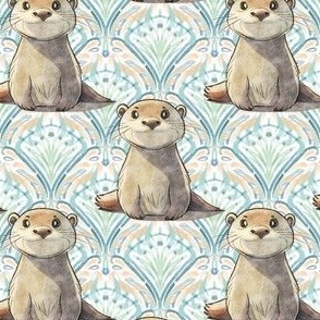 Otter find an otters traditional watercolouR  damask