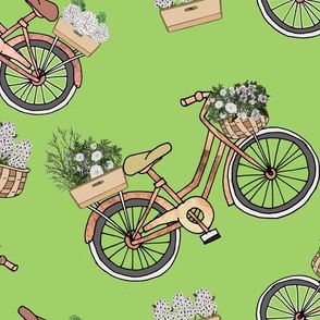 Bicycles With Flower Baskets (large scale)  