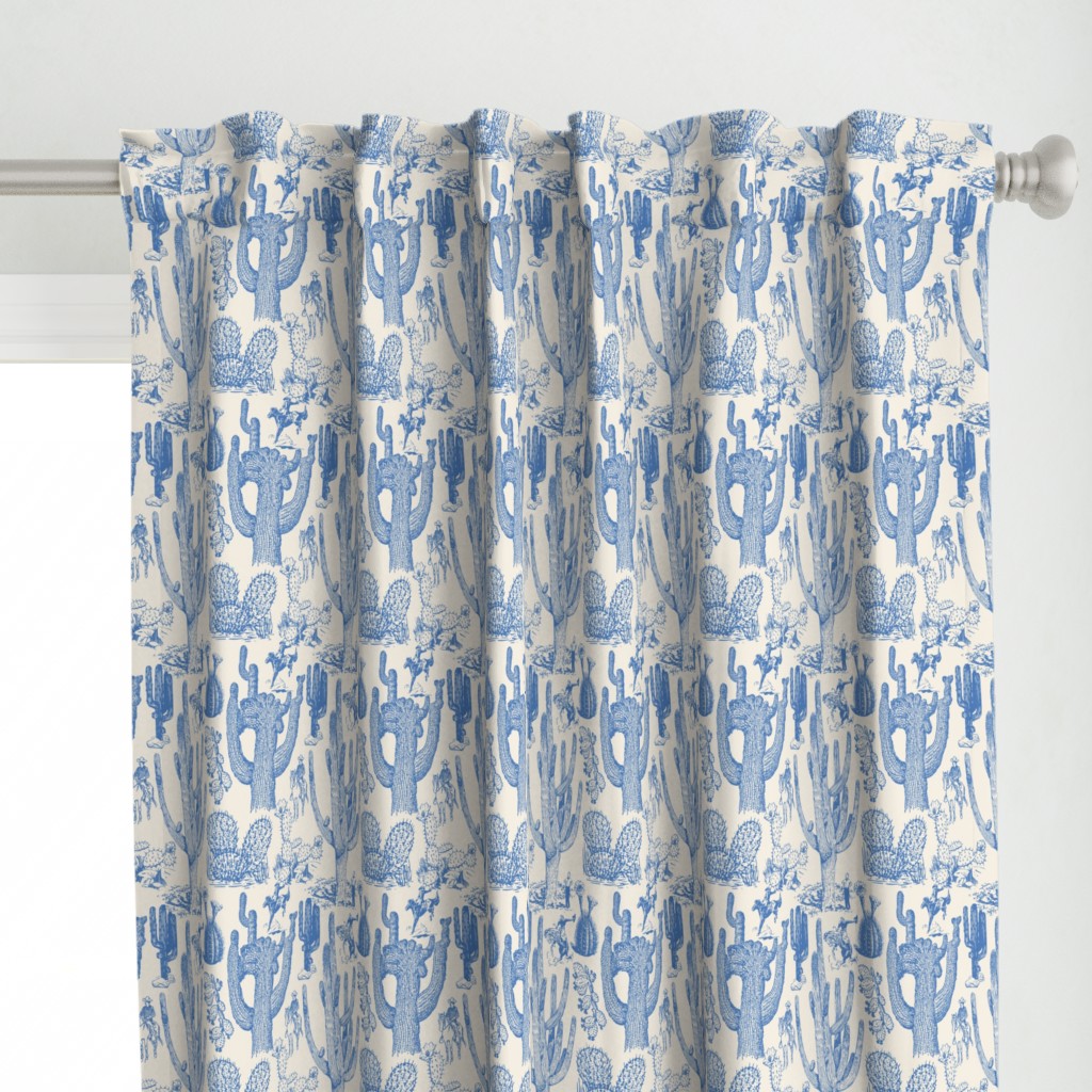 Western Cactoile in Oat White + Chinoiserie Blue