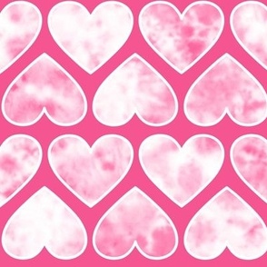 Hot Pink Tie Dye Hearts Large