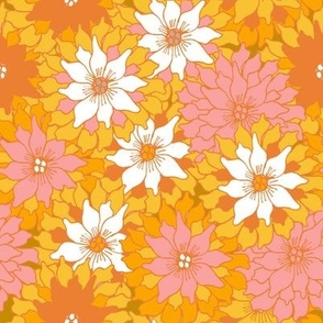 Retro Hand Drawn Flowers in July- Bright.