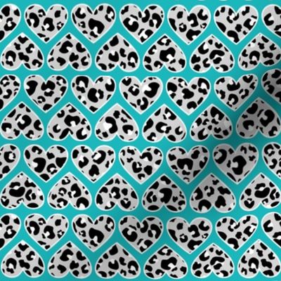 Teal Leopard Hearts Small