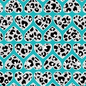 Teal Leopard Hearts Small