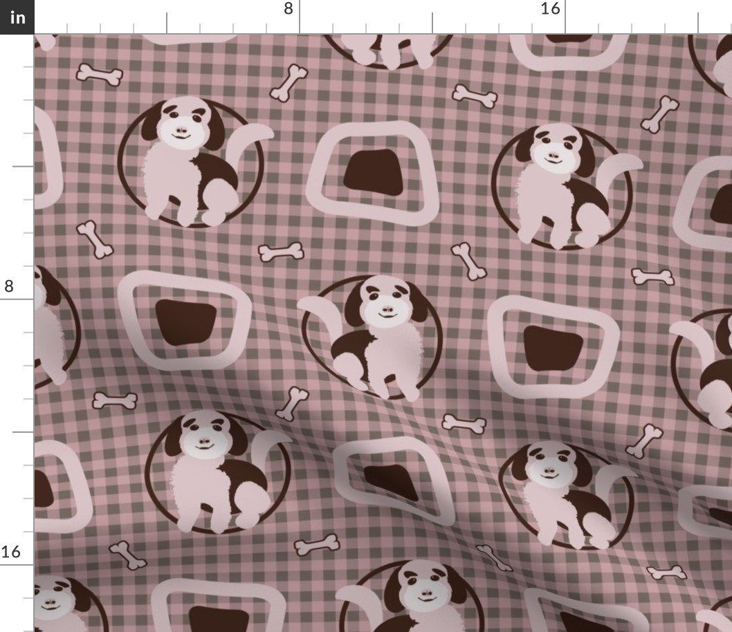  Pet Puppy Dog Round Square PINK MINI Muted; Doodle,  Cute, Cuter, Cutest Kids Sheets, Golden Doodle, Baby Boy, Baby Girl, Blanket, Gray, Green, Geometric, Grid, Check, checkerboard, Blanket, Nursery, Birthday Party Table Linens, Baby Shower—2100