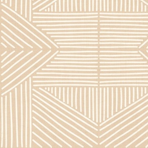 Dark Vanilla (#e7d0b3) Mudcloth Weaving Lines - soft neutral peach, pastel orange - jumbo