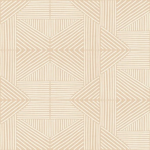 Dark vanilla (#e7d0b3) mudcloth weaving lines - soft neutral peach, pastel orange - large