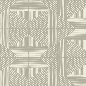 Pale Camouflage Green (#b7b4a2) Mudcloth Weaving Lines - soft neutral sage green, ecru - large