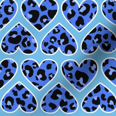 Blue Leopard Hearts Large