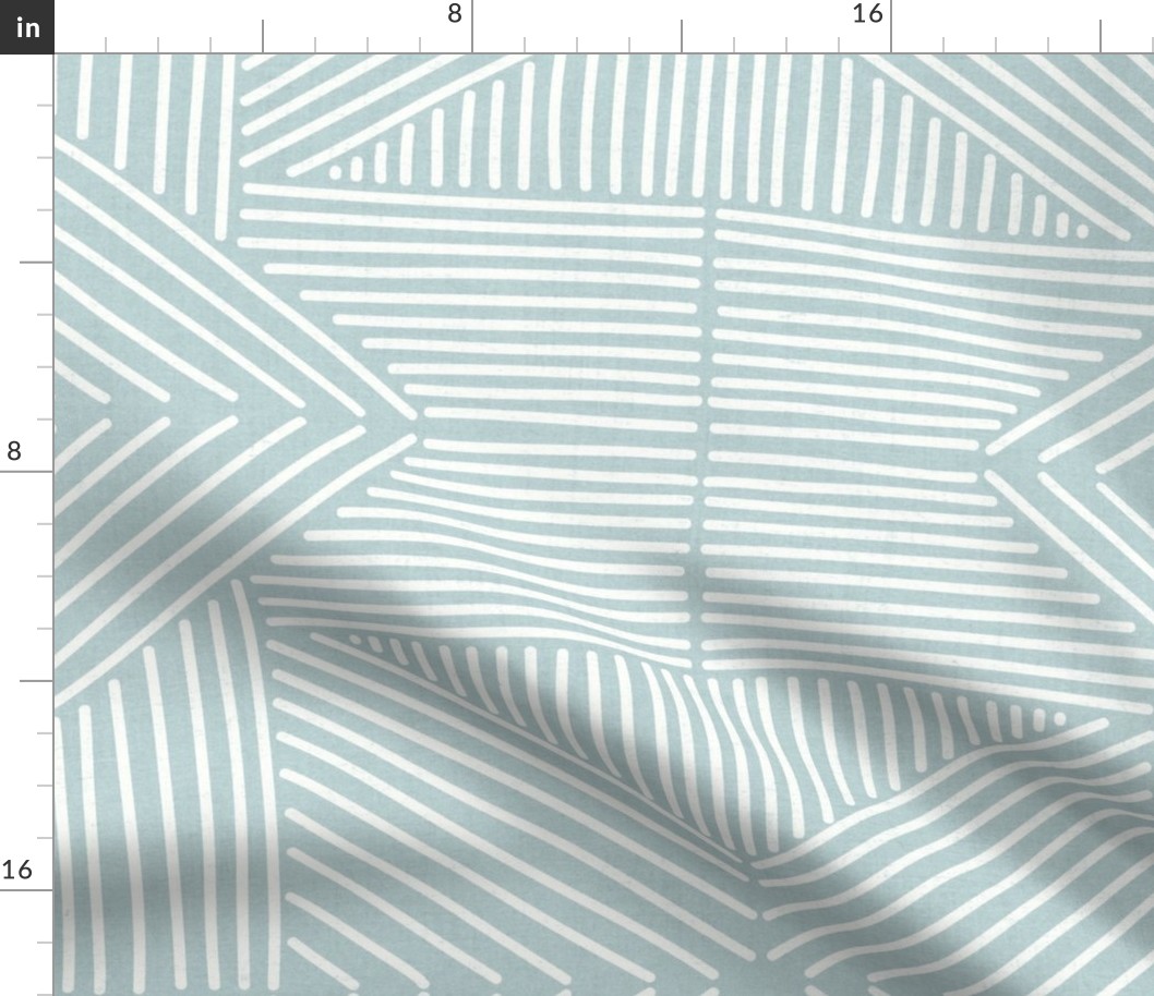 Pastel aqua green (#bad1d2)  mudcloth weaving lines - soft neutral mint green and white - jumbo