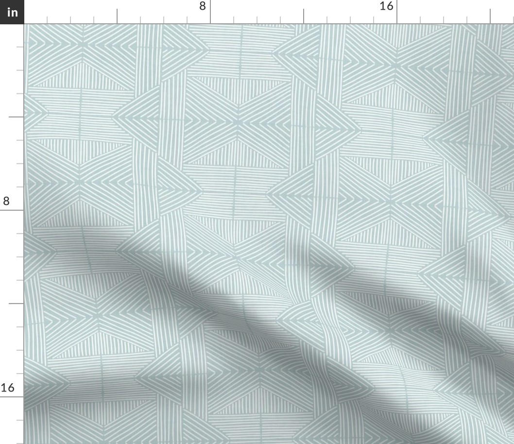 Pastel aqua green (#bad1d2)  mudcloth weaving lines - soft neutral mint green and white - medium