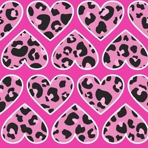 Hot Pink Leopard Hearts Large