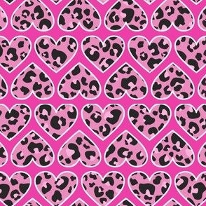 Hot Pink Leopard Hearts Small
