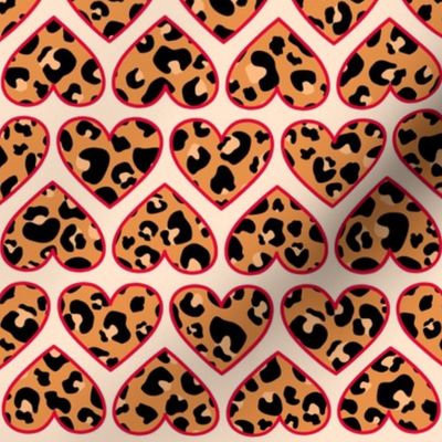 Red Outline Leopard Hearts Medium