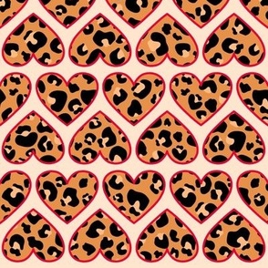 Red Outline Leopard Hearts Medium