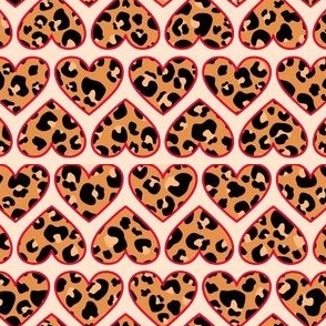 Red Outline Leopard Hearts Small