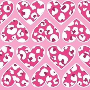 White and Pink Reverse Leopard Hearts Large
