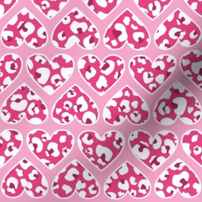White and Pink Reverse Leopard Hearts Medium
