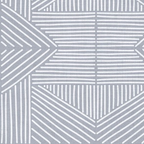 Blue grey (#acb1bb) mudcloth weaving lines - soft neutral icy slate blue and white - jumbo