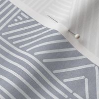 Blue grey (#acb1bb) mudcloth weaving lines - soft neutral icy slate blue and white - large