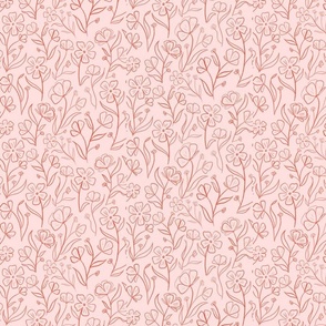 Pink Line Art Florals
