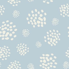 Abstract Cotton Dot Clusters- Small Baby Blue and Cream 