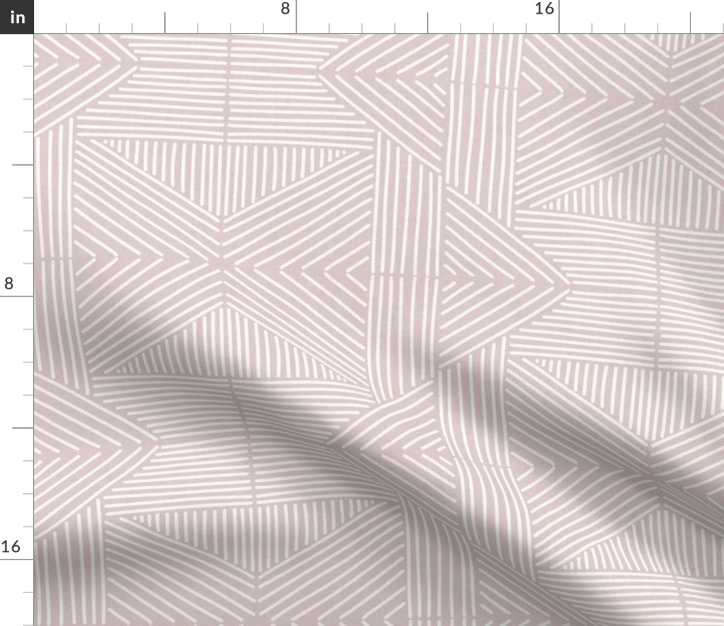 Pale rose grey (#ddcbcb) mudcloth weaving lines - soft neutral, dusty pink and white - large