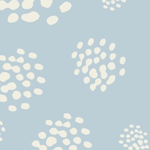 Abstract Cotton Dot Clusters- Large Baby Blue and Cream 