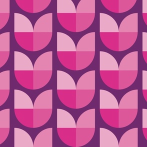 Geometric Pink Monochrome Floral with Purple Background