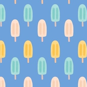 Summer Popsicles on blue background 