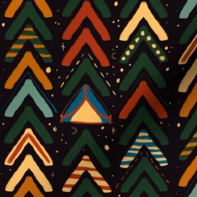 Lake Life Camping Tent Chevron Pattern Hidden Whimsy Aesthetic Mountain Adventure 