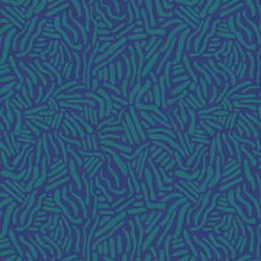 Abstract Lines - Starry Night Blue and North Sea Green