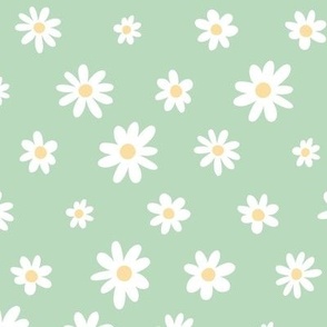 Large | Daisy Scatter Pattern on Green