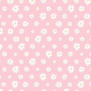 Large | Daisy Scatter Pattern on Pink